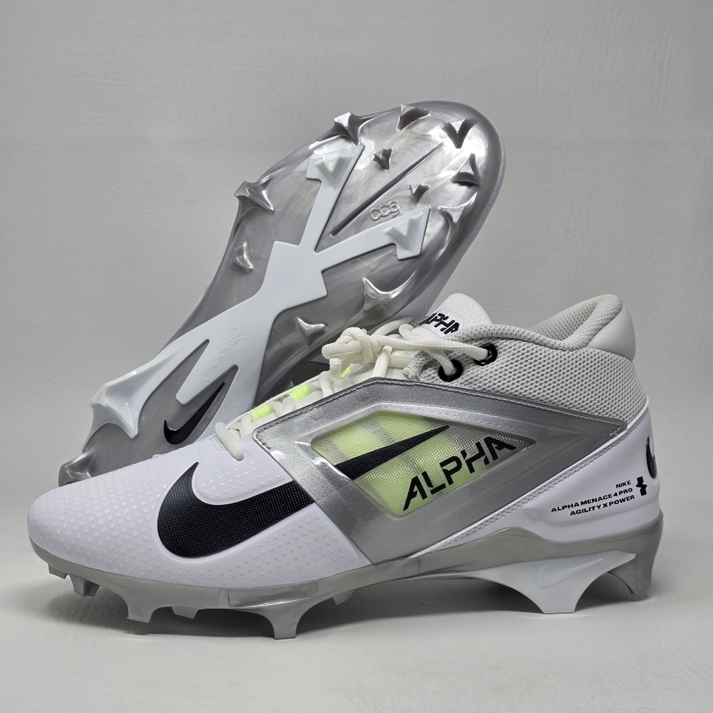 Nike Alpha Menace 4 Pro Men's Football Cleats White/Photon FD7037-100 Sz 10 New